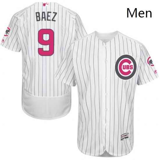 Mens Majestic Chicago Cubs 9 Javier Baez Authentic White 2016 Mothers Day Fashion Flex Base MLB Jersey